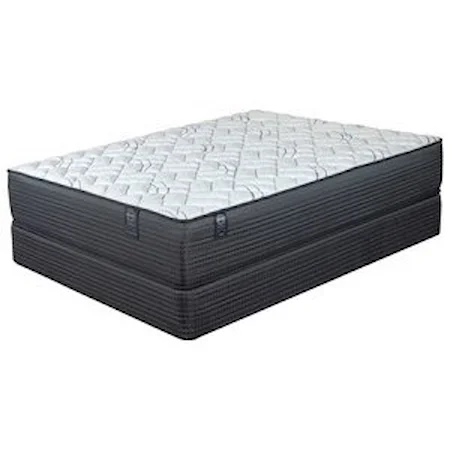 Queen 14" Firm Two Sided Pocketed Coil Mattress and 9" Universal Navy Foundation